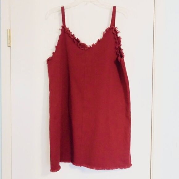 NWT Sadie & Sage Red Distressed Denim Dress - Picture 2 of 7